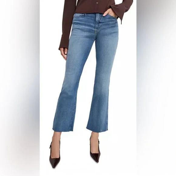 Good American Soft Tech Good Standard Kick Flare Jeans GLF873TE blue 004 4/27 - Picture 10 of 10